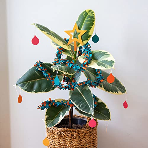 Talking Tables Pot Plant Christmas Decorations Set for Real or Artificial Succulents | Secret Santa Gifts for Houseplant Lovers, Novelty Stocking Fillers, Tinsel, Star Tree Topper and Baubles