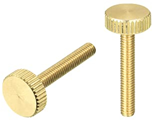 sourcing map 2Stk.Rändelschrauben, M4 x 25 mm flache Messingschrauben 12 mm Durchmesser Griffknöpfe Befestigungselemente für PC, Elektronik, Mechanik