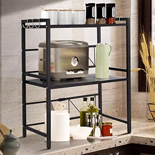 Soporte Microondas, Estante Microondas Ajustable de 3 Niveles, Estante para Horno de sobre Encimera de Cocina, Armario de Cocina, Negro(40/64 * 36,5 * 78 cm (Negro))