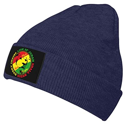 Rasta Lion Roots Rock Reggae Beanie-Mütze für Männer Frauen, Acrylmütze, gestrickte Totenkopfmütze, Winter, warm, schwarz