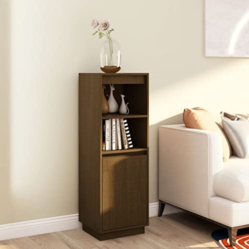 WIFESE Highboard Honigbraun 37x34x110 cm Massivholz Kiefer Komodenschrank KüChenschrank Schlafzimmer Schrank Klein Badezimmerschrank Flur MöBel Allzweckschrank Kommode Flur Fernsehschrank