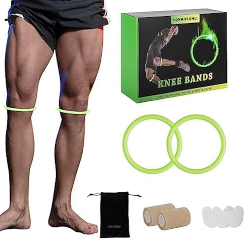 LONNIELONLI Correa de soporte para tendón de rótula, revolucionario anillo rotuliano estabilizador de rodilla con parches de rodilla y vendajes autoadhesivos, rodillera rotuliana de silicona para