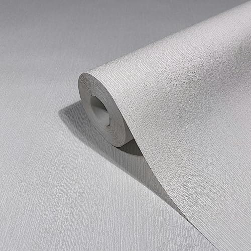 marburg Papier peint gris clair uni moderne pour chambre à coucher ou salon fabriqué en Allemagne 10,05 x 0,53 m