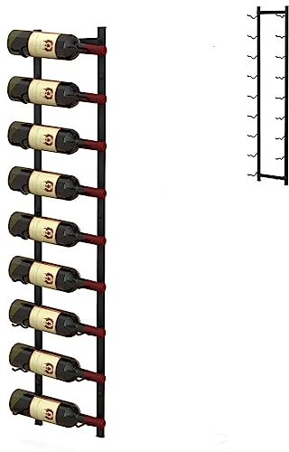 GiantexUK 6/9/12 Bottles Wall Mounted Wine Rack, Metal Hanging Wine Holder for Wall, Champagne Bottle Storage Holder Shelf for Kitchen Dining Living Room Office Bar (22 x 13.5 x 109cm)
