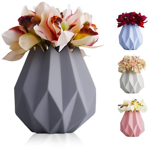 Blessings Decor Keramik-Blumentöpfe für den Innenbereich, kleine Blumentöpfe, Keramik, Moderne Vase (grau)