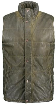 JP 1880 Herren große Größen Übergrößen Menswear L-8XL Steppweste, Outdoor, Vintage-Lederoptik, Stehkragen, bis 8 XL tannengrün 3XL 820707640-3XL