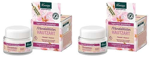 Kneipp Gesichtscreme Mandelblüten Hautzart - nährende Creme mit reichhaltiger Sheabutter, Mandelöl & Vitamin E - natürlicher Pflegeöl-Komplex - für trockene & sensible Haut - 50ml (Packung mit 2)
