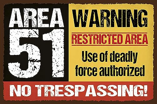 Ontrada Blechschild 12x18cm gewölbt area 51 warning restrictes area Schild