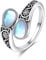 POPLYKE Sterling Silver Moonstone Filigree Spoon Ring Vintage Thumb Rings Boho Adjustable Open Ring Statement Jewelry Gifts for Women