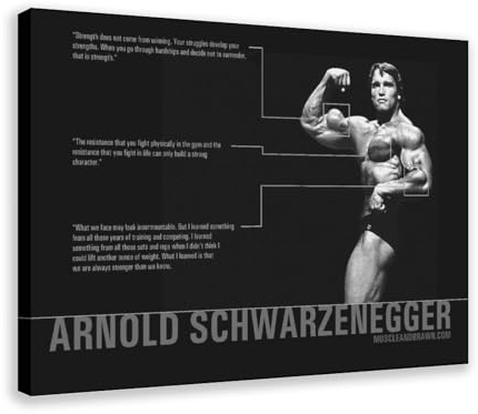 Arnold Schwarzenegger Conquer Bodybuilding Gym Workouts Leinwand Poster Wandkunst Dekor Druck Bild Gemälde für Wohnzimmer Schlafzimmer Dekoration Rahmenstil 60 x 90 cm