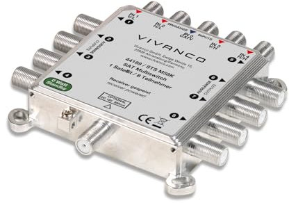 VIVANCO SAT Multischalter 5/8 digital, verteilt 2 Dual/Twin LNBs oder einen Universal Quattro LNB Plus terrestrische Signale auf 8 Teilnehmer
