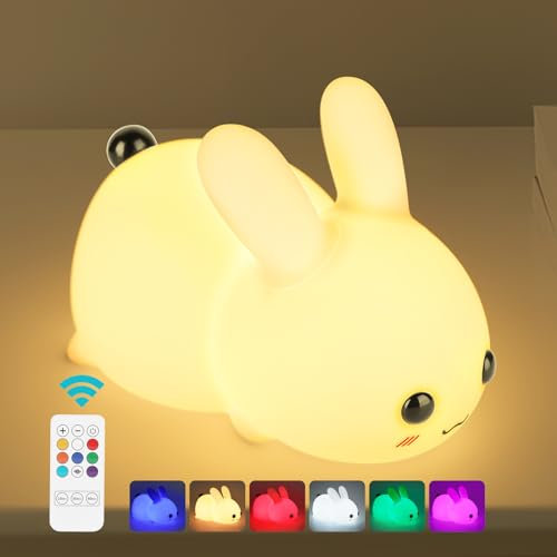 Jasfyee Veilleuse Enfant, Rechargeableveilleuse Bébé, 7 Couleurs LED Lampe Torche Enfant, Silicone Lampe De Chevet Tactile Pour Enfants Adulte Chambre Décoration Cadeau Nouveau-Né
