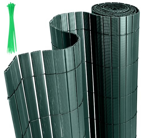 Yakimz PVC Sichtschutzmatte, Sichtschutzzaun Grün Sichtschutz Balkonsichtschutz, Wetterfest UV-beständig für Garten Balkon und Terrasse, 100 x 300 cm Windschutz, Grün