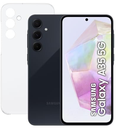Samsung Galaxy A35 5G 256GB + Funda Transparente - Teléfono Móvil Android, Smartphone Libre, 8GB RAM, Batería 2 Días de Duración, Cámara 50MP, Negro (Versión Española)