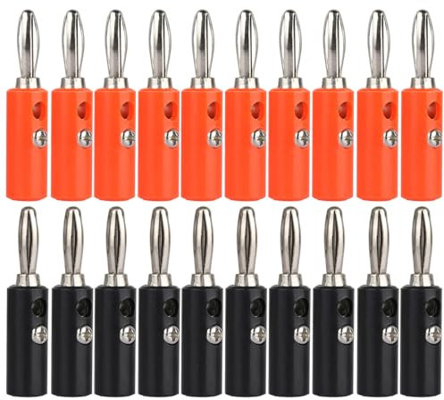 CLDIY Audio Lautsprecher Kabel Stecker,20 Pcs 4mm Audio Lautsprecher Draht Kabel Schraube Banane Stecker schwarz & rot