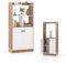 KOMFOTTEU Bibliothèque en Bois avec Armoire à Porte, Colonne de Rangement avec 2 Étagères Ouvertes, Meuble de Rangement, Étagère pour Livres, 60 x 30 x 140 cm, Blanc & Naturel