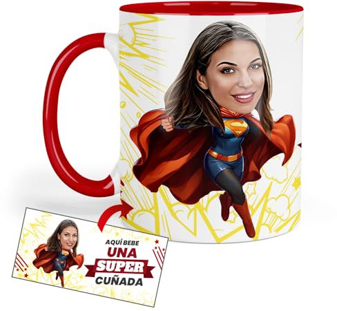 Kembilove Taza personalizada Cuñada con foto Caricatura | Regalo cumpleaños | Tazas personalizadas | Regalos originales | Regalos personalizados | Fotos personalizadas regalo