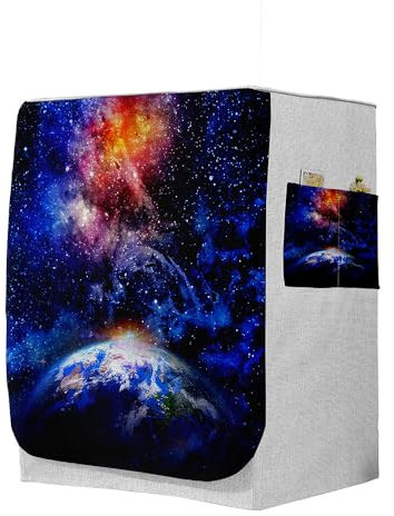 Highdi 3D Funda de Lavadora Cubierta, Secadoras de Carga Frontal Protector Exterior Cubierta a Prueba de Polvo (Capacidad L 10,5~12 kg,Noche Estrellada 4)