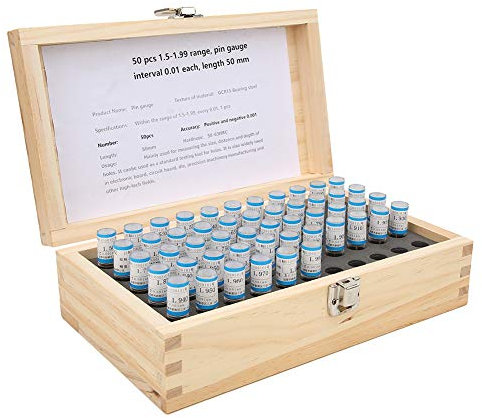 Set di Calibri Ad Ago con Perno Strumento di Misurazione con Tappo a Superficie Liscia in Acciaio per Cuscinetti 1,5-1,99 Mm Ago con Perno