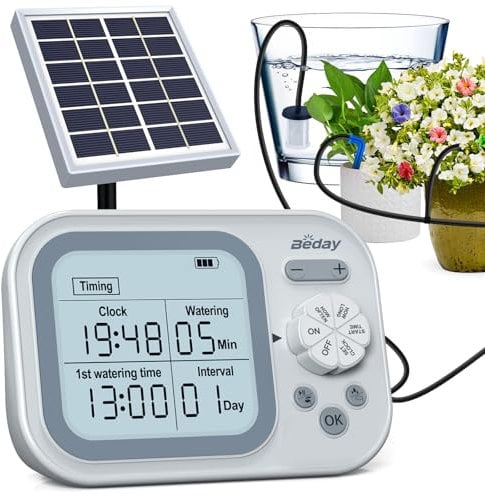 Automatisches Solar-Tropfbewässerungssystem, unabhängiger Timer, Bewässerungsset, System für 15 Topfpflanzen, geeignet für die Bewässerung von Topfpflanzen im Innenbereich, Garten und Balkon (mit
