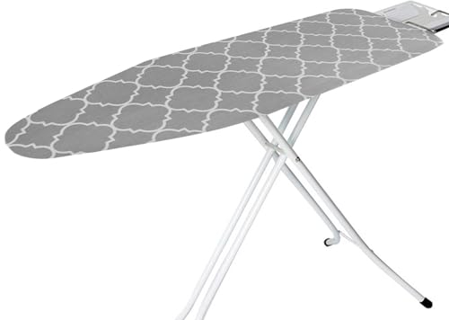 Ironing Board Cover Replacement, Waterproof Iron Board Cover with Elastic Edge and Buckle Strap, Cotton Ironing Table Cover with Thick Felt and Foam, Stain and Scorch Resistant, Easy to Fit, 4 Sizes