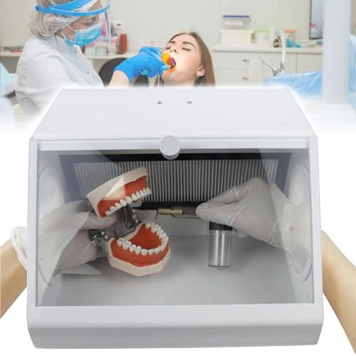 XNYXLPP Boîte de Polissage de meulage, boîte Anti-poussière de sablage, collecteur de poussière de sableuse de Laboratoire, avec 2 filtres, boîte à poussière de Laboratoire Dentaire