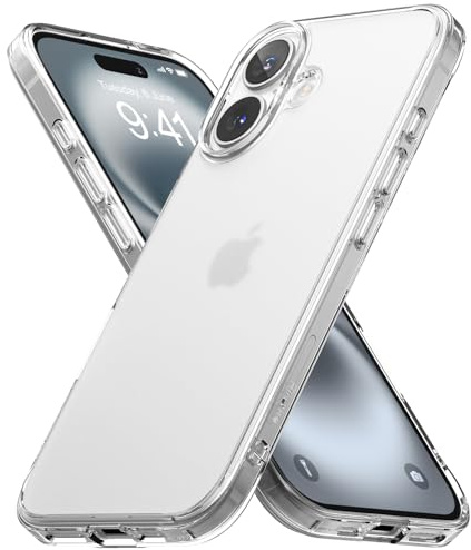 Ringke for iPhone 16 Plus Case, Fusion (Matte Clear) | Anti-Fingerprint Translucent, Shockproof TPU Bumper, Scratch-Resistant PC Back