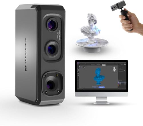 Handgeführter 3D-Scanner für 3D-Drucker, 10 FPS schnelle Scangeschwindigkeit mit Anti-Shake-Linse und 0,02 mm Präzision unter Windows/MacOS, 3DMakerpro Seal Lite [Premium Kit]