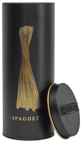 COOK CONCEPT, BT6814, Boîte en métal élégante pour Spaghetti, Design Moderne, Protection optimale Contre l'humidité, Facile à Nettoyer, capacité généreuse, hermétique, Noir et Or, 1,5L