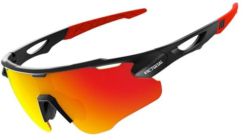 Victgoal Fahrradbrille Herren Damen mit Polarisiert Linse UV400 Schutz Sport Sonnenbrille TR90 Rahmen Ultraleicht MTB Fahrrad Brillen für Radfahren Laufen Fischen (Schwarz)