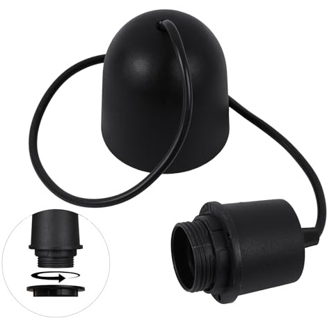 Light-Home Hängelampe Minimalistisch – Hängeleuchte Industrial - Lampenaufhängung ohne Lampenschirm und ohne Glühbirne - Pendelleuchte mit Lampenfassung E27 - Schwarz - Tasse ⌀ 6 cm