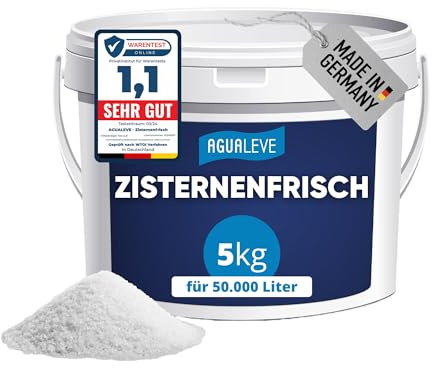 AGUALEVE® Zisternenfrisch 5kg *NEU* | hält Regenwasser frisch & rein, zum Gießen geeignet | für alle Zisternen & Regenwassertonnen | Made in Germany | für 50.000 Liter Regenwasser | Note 1,1