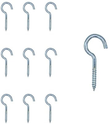WEAXIO 50 Stück 3.5x50mm Schraubhaken, Verzinktem Metall Hakenschraube Deckenhaken Cup Haken Selbst Tapping Eye Schrauben Aufhänger Offene Schleife für hängende Objekte