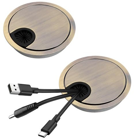 2PCS 80mm Desk Grommets, Metal Desk Cable Hole, Cable Desktop Organizers for Office and Home (8CM, Count, 2)