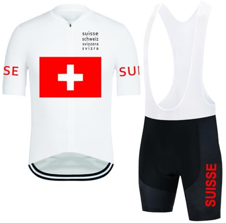 RDCYCLIST 2025 Pro Team Swiss Radsporttrikot-Set für Männer, atmungsaktives MTB-Rennradtrikot Paddad Bib Short Trikots (XL)
