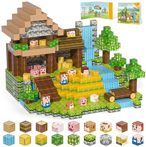 Magnetic Blocks, Magnetic Building Blocks 100pcs Gryxpox-STEM Toys for Kids Ages 3+, Magnet Tiles with Forest Animals Blocks Set, Educational Sensory Toys for Toddlers, Boys & Girls–Creative Game Gift