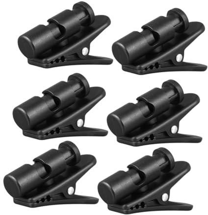 Kopfhörerkabelhalter 6 Stück, Drehbar, Kunststoff, Schwarz, Ohrhörerclips | Befestigungsclip für Headset Kabel, Sicherer Halt, Leicht zu Nutzen, für Breite Leitungen, 360 Grad