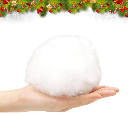 CHDZSW Kunstschnee Deko, Flauschiger Baumwollschnee, Kunstschnee Zum Basteln, Weiße Faser Deko Schnee, Winter Dekoration Party dekoschnee, Deko Streuschnee Weihnachten,Künstliche Weihnachtsdekoration