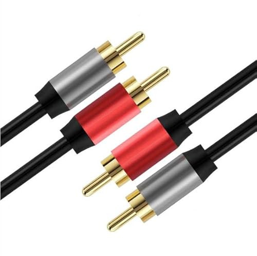 Cinch RCA Kabel 1m, Audio Cinch Kabel 2 x 2RCA auf RCA Stecker, Hochwertiges Koaxialkabel mit Vergoldeten Kontakten, für HiFi Verstärker Subwoofer Heimkino Blu-ray DVD Surround Anlage Brillante