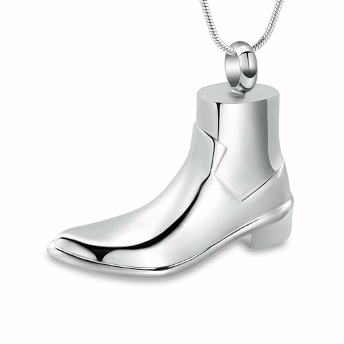 GMLRTOSPT Feuerbestattungsschmuck, Schuhform, Urnenkette, Asche, Andenkenhalter, Gedenkurnenkette, Halskette, Stahl