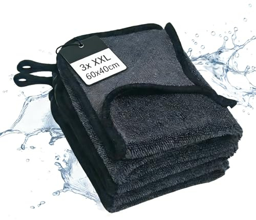 Kehigovi Auto Trockentuch XXL, 3 Stück, Mikrofasertücher, 60 × 40 cm | Ultra Wipes, Quick Dry Towel, für Duschkabine, Auto, Haushalt, Camping