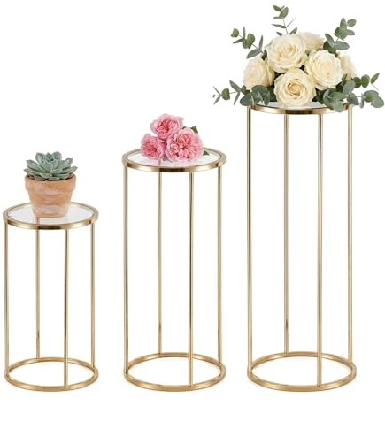 Garvee Elegantes 3-teiliges Display-Ständer Set aus Metall – Runde Basis – Ideal als Kuchenständer, Dekosäule oder Desserttisch für Hochzeit, Geburtstag, Party – Größe: 60CM+80CM+100CM