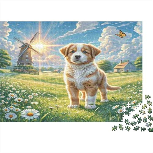 Windmühle Welpe Puzzle für Erwachsene 1000 Teile Puzzle Spiel Papier Tag Land Entspannung Familienspaß 70x50cm/1000pcs