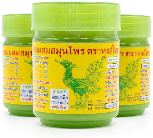 Hong Thai Inhalador Hierbas Tailandesas - Inhalador Tailandia - Pack de 3 | Frescor Nasal Inmediato - Perfecto para Viajes, Oficina y Deporte - Concentración, Energía y Enfoque Mental