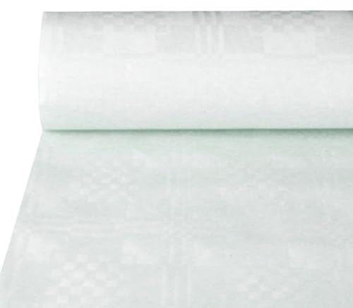 Papstar - Lot de 10 x Nappe rouleau damassée 25 m x 1 m blanc