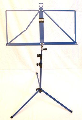 BASIX Notenpult blau mit praktischer Notenklammer - stabiler, formschöner und zusammenklappbarer Notenständer - zweifach ausziehbar