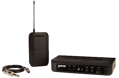 Shure BLX14 UHF Sistema wireless per chitarra e basso con jack da 1/4, batteria 14 ore, raggio 100m, include cavo strumento e ricevitore singolo canale, banda S8