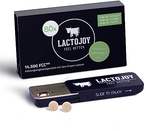LactoJoy Compresse di Lattasi 14.500 FCC I Contro l'Intolleranza al Lattosio I Aiutano a Digerire Latte e Latticini I Enzimi Digestivi I Integratori Vegani I 1 Confezione - 80 pz.