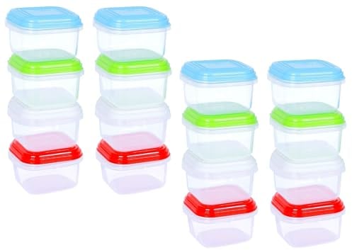 ARSUK Pot Conservation Bébé, Petit Pot Bébé en Plastique 120ml - Petits Contenants Alimentaires Hermétiques avec Couvercles - Sans BPA, Étanche et Micro-ondables (Lot de 16)