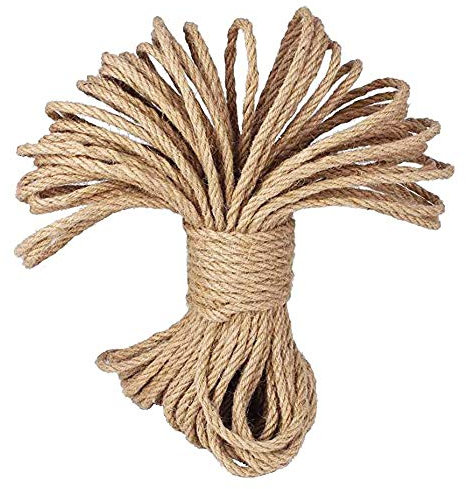 100% naturel chanvre Cordes – Luoov 6 mm d'épaisseur et robuste Corde de jute, Multi Purpose utilitaire Rop de sisal, 10 m (9,8 m) -40 m (39 m) (40 m (39 m)) 30m(96ft) jaune